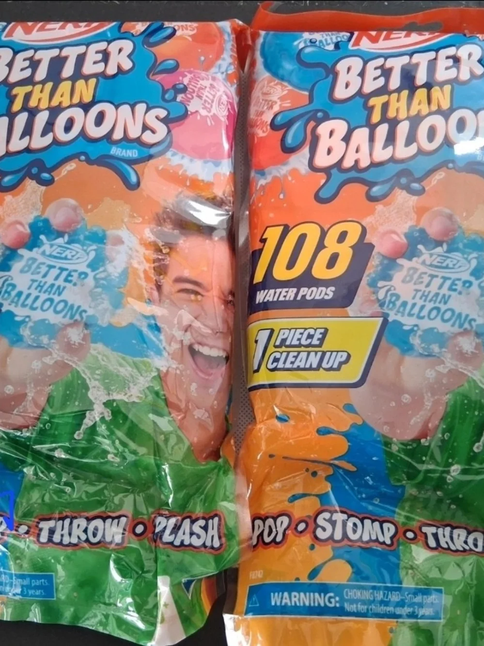 Two Pack Of 108ea Nerf Better Than Balloons Water Pods - Orange & Green